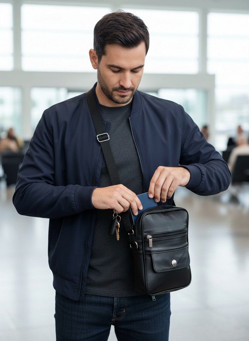 RAMZANO®| ENRICO MZ-Pochette Bandoulière en Cuir