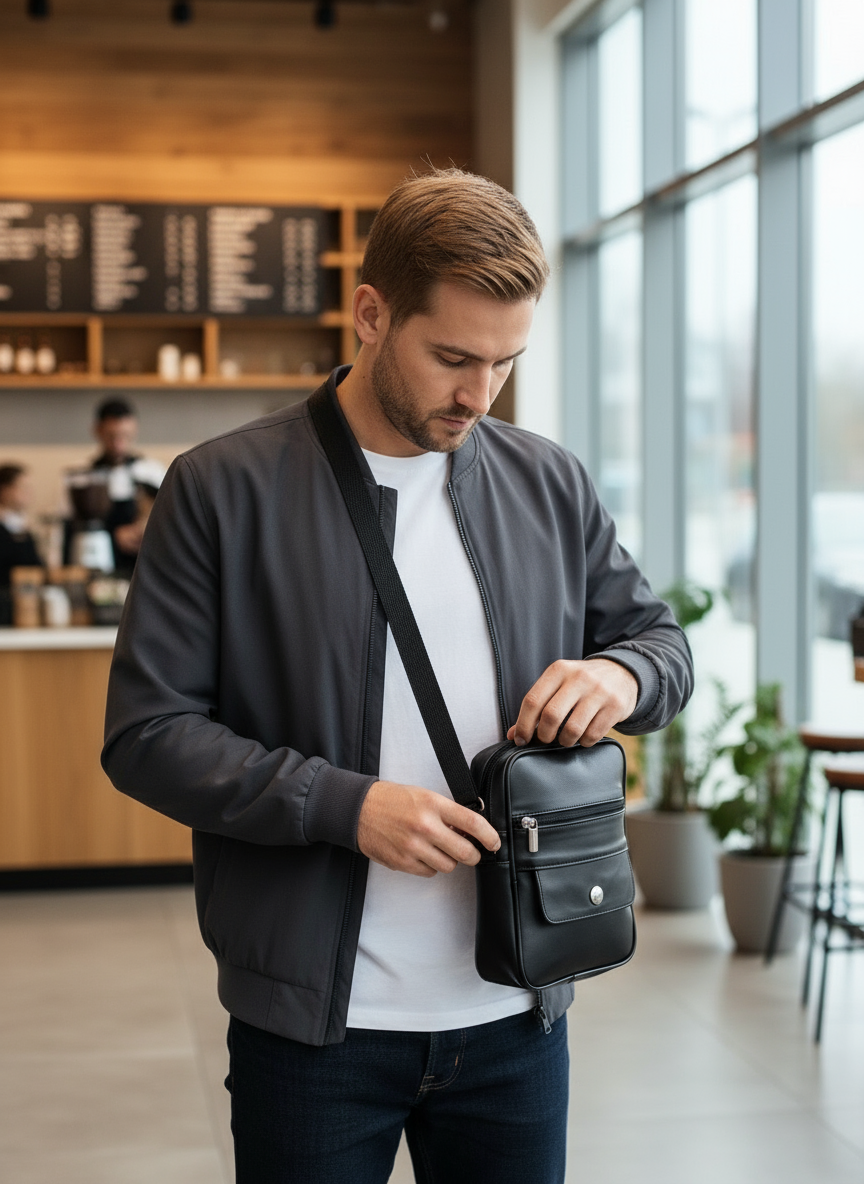 RAMZANO®| ENRICO MZ-Pochette Bandoulière en Cuir