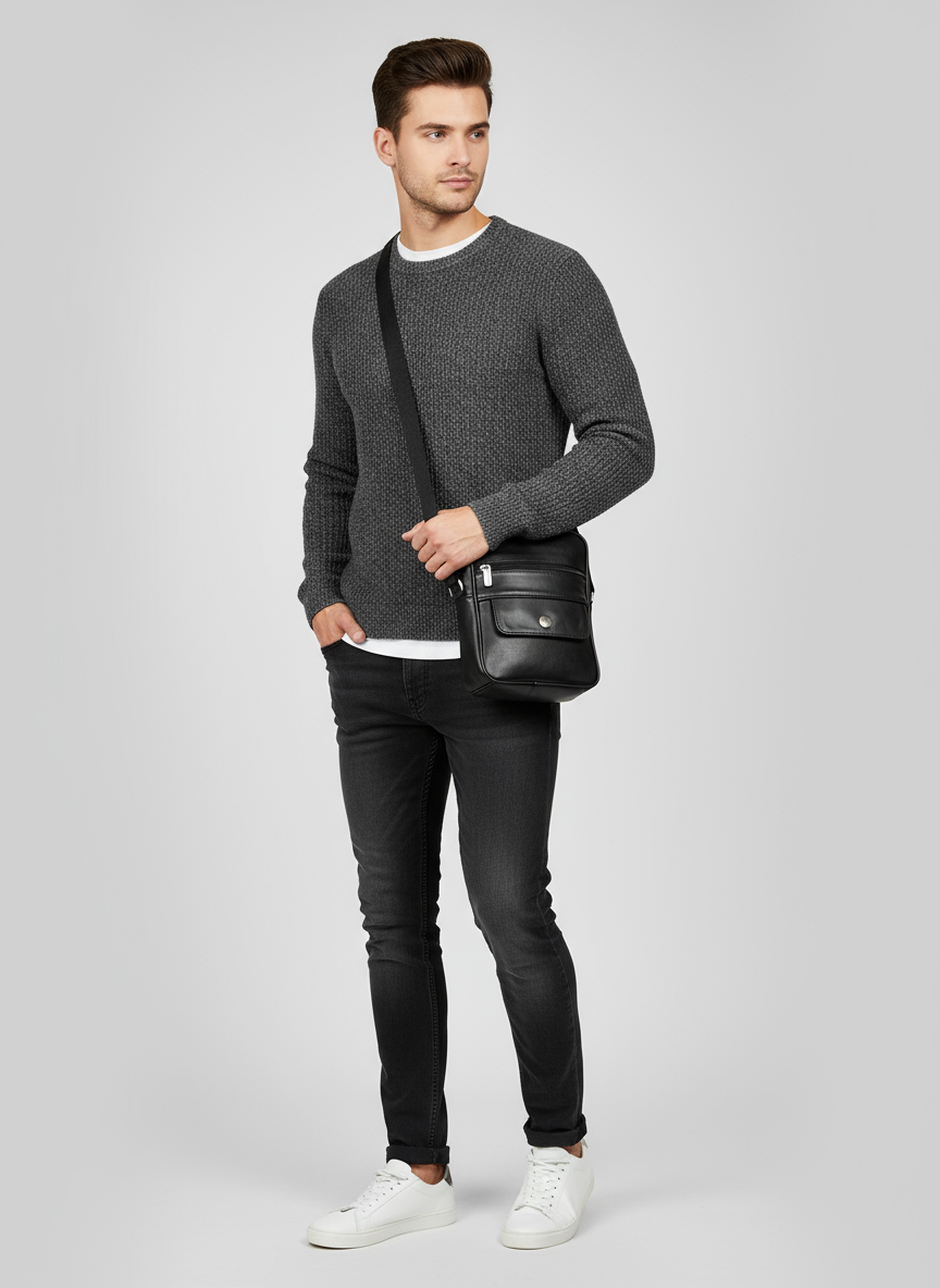 RAMZANO®| ENRICO MZ-Pochette Bandoulière en Cuir