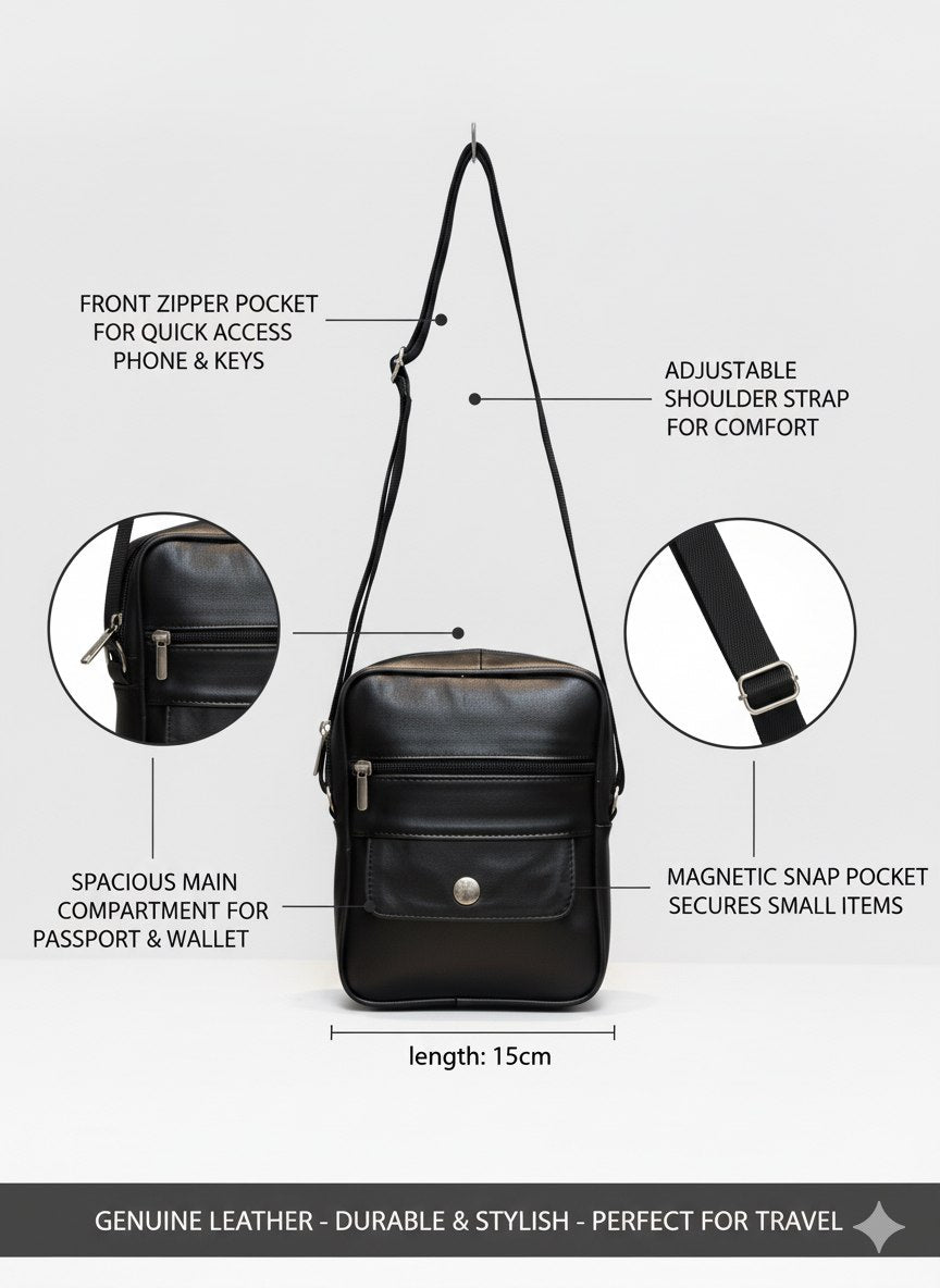 RAMZANO®| ENRICO MZ-Pochette Bandoulière en Cuir